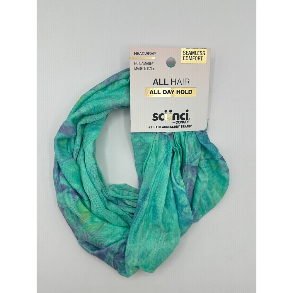 Scunci Headwrap Turquoise Purple‎ Tie Dye Seamless Comfort All Hair
